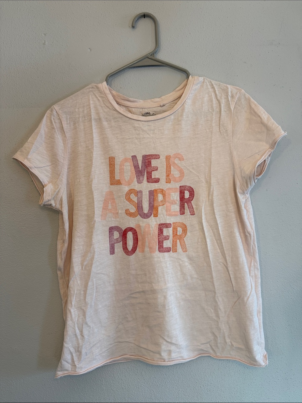 Love Is A Super Power Pink Graphic Tee - Women's Short Sleeve - XS